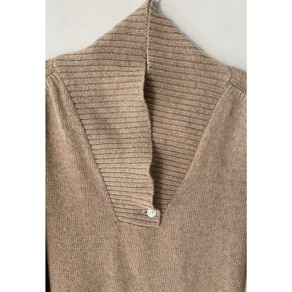 NEW Portolano Wool Blend Poncho Beige One Size Cape Pullover Minimalist Sweater - Picture 3 of 6
